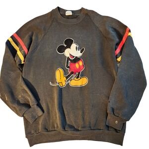 Vintage Disney Mickey Mouse Sweatshirt Mens Large Crewneck Stripe 90s‎ Pullover